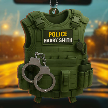 Personalize With Your Officer's Name And Rank, Police Vest And Handcuffs