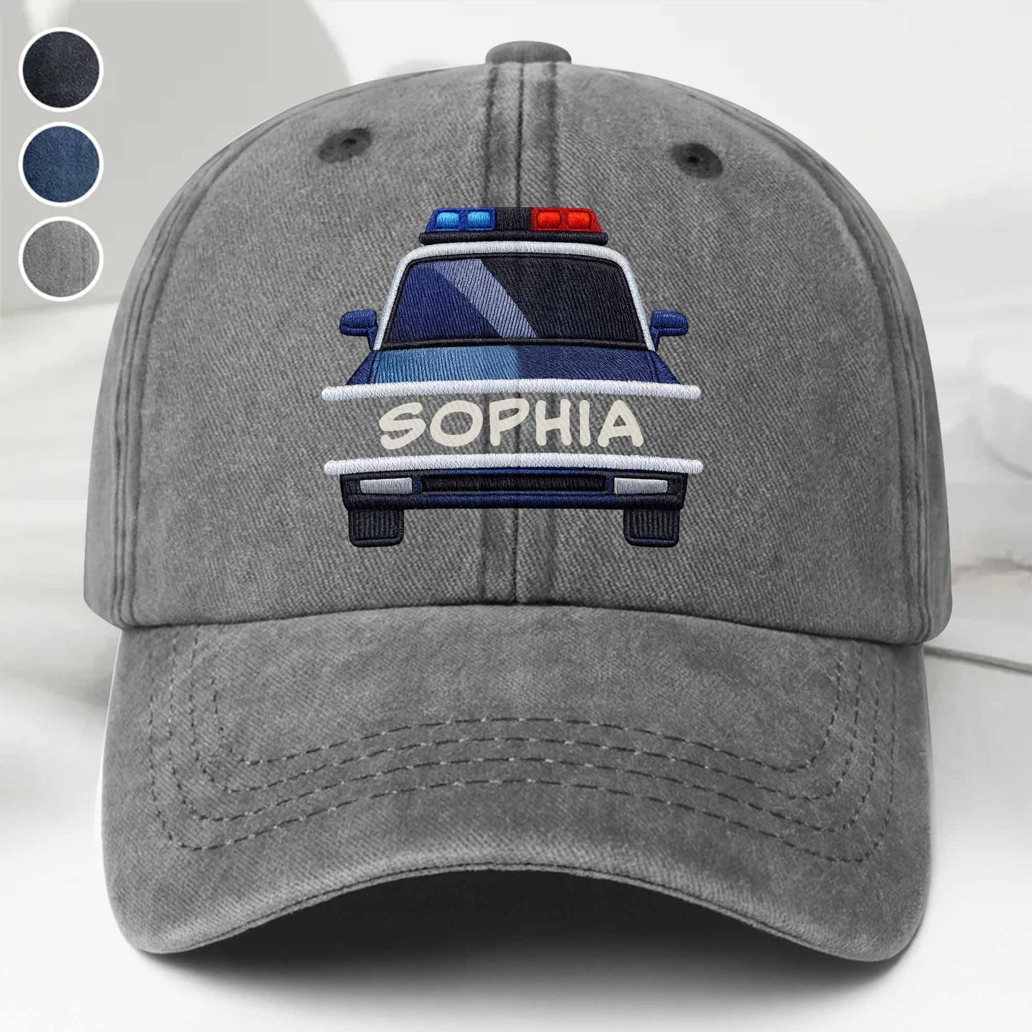 Celebrate Love for Emergency Services, Police Car - Personalized Custom Washed Denim Cap - OFC003_WDCAP