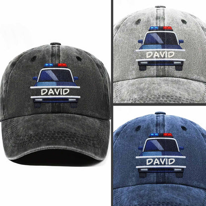 Celebrate Love for Emergency Services, Police Car - Personalized Custom Washed Denim Cap - OFC003_WDCAP