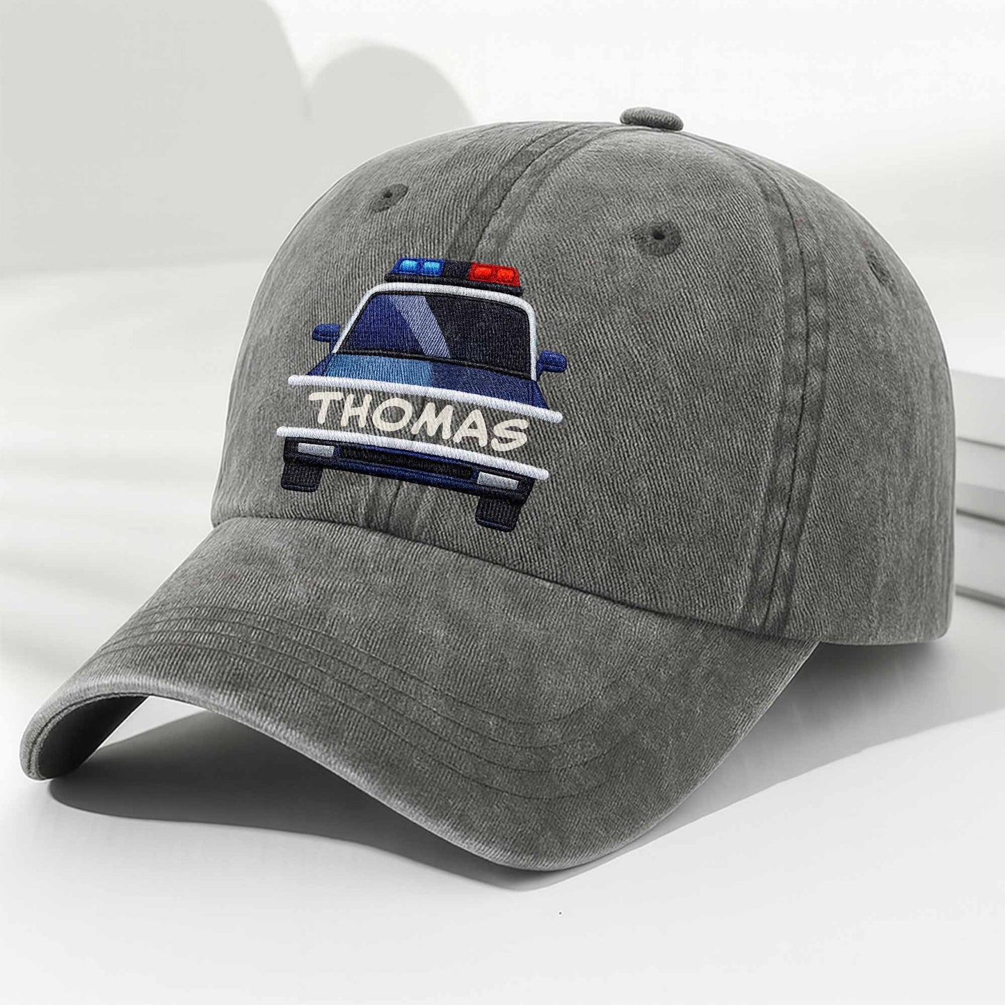 Celebrate Love for Emergency Services, Police Car - Personalized Custom Washed Denim Cap - OFC003_WDCAP