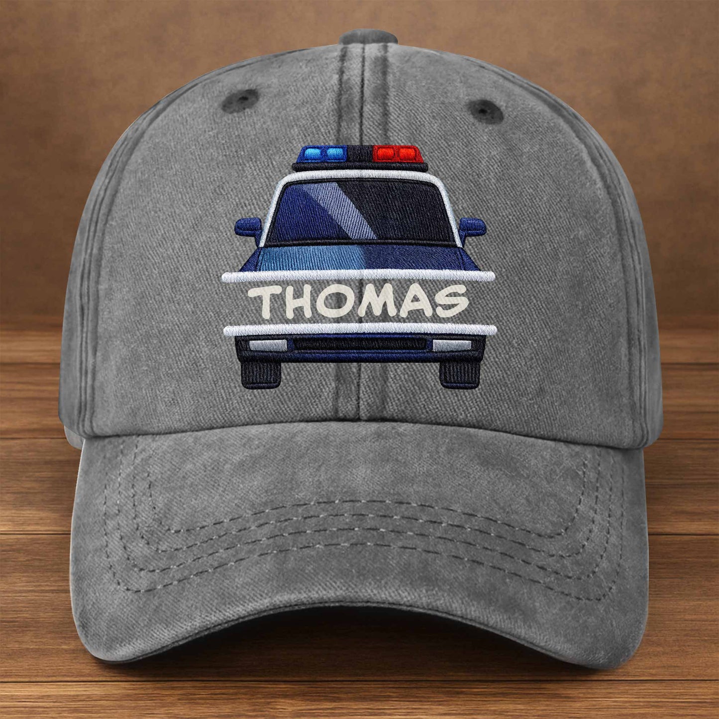 Celebrate Love for Emergency Services, Police Car - Personalized Custom Washed Denim Cap - OFC003_WDCAP