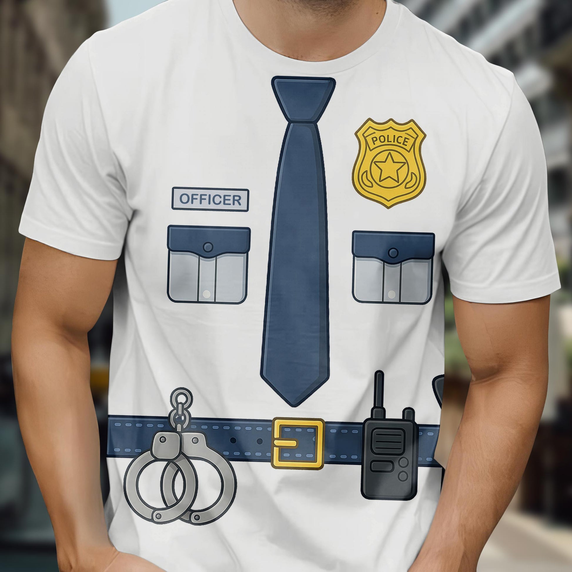 Creative Police Uniform Inspired T-Shirt, Tie and Badge Design