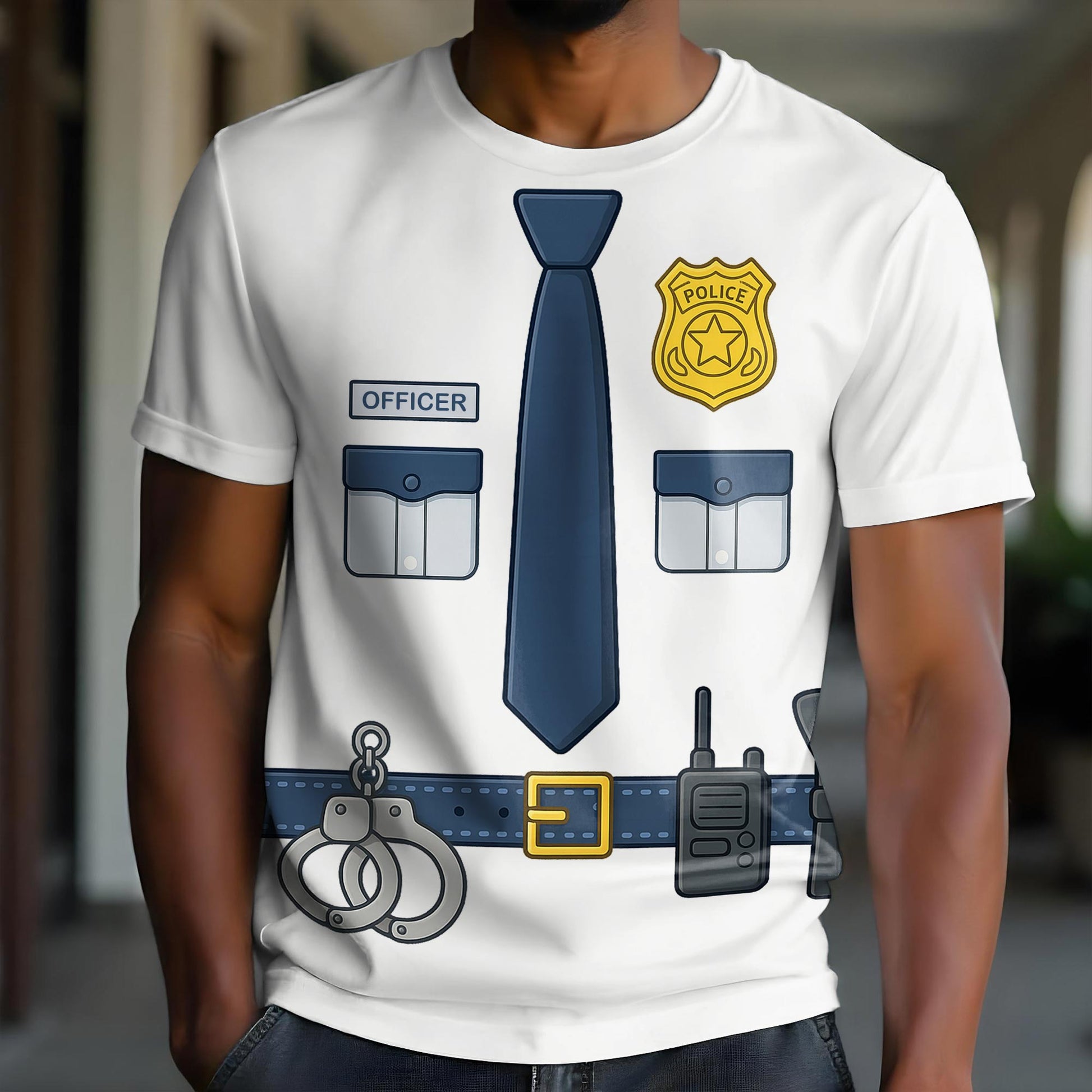 Creative Police Uniform Inspired T-Shirt, Tie and Badge Design