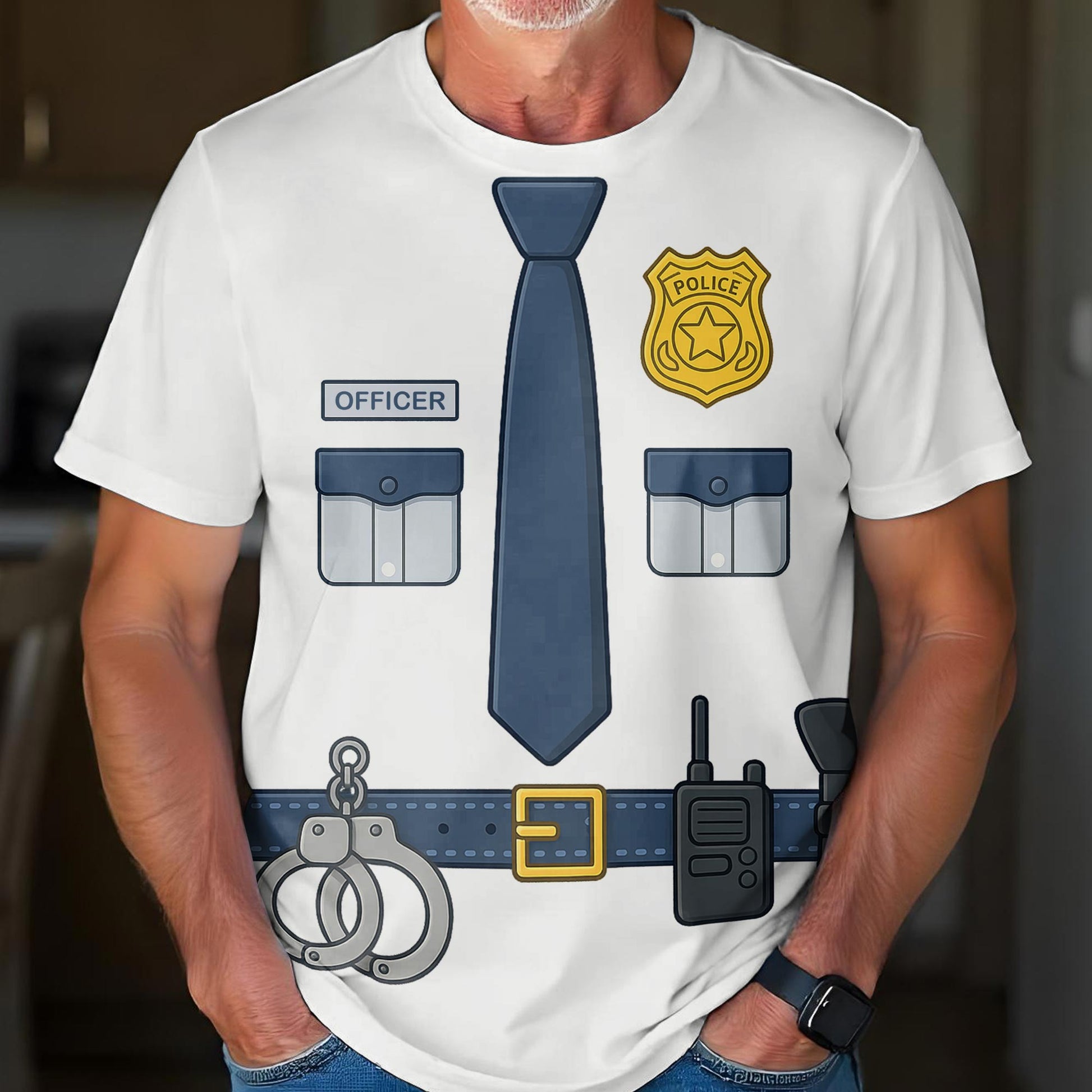 Creative Police Uniform Inspired T-Shirt, Tie and Badge Design