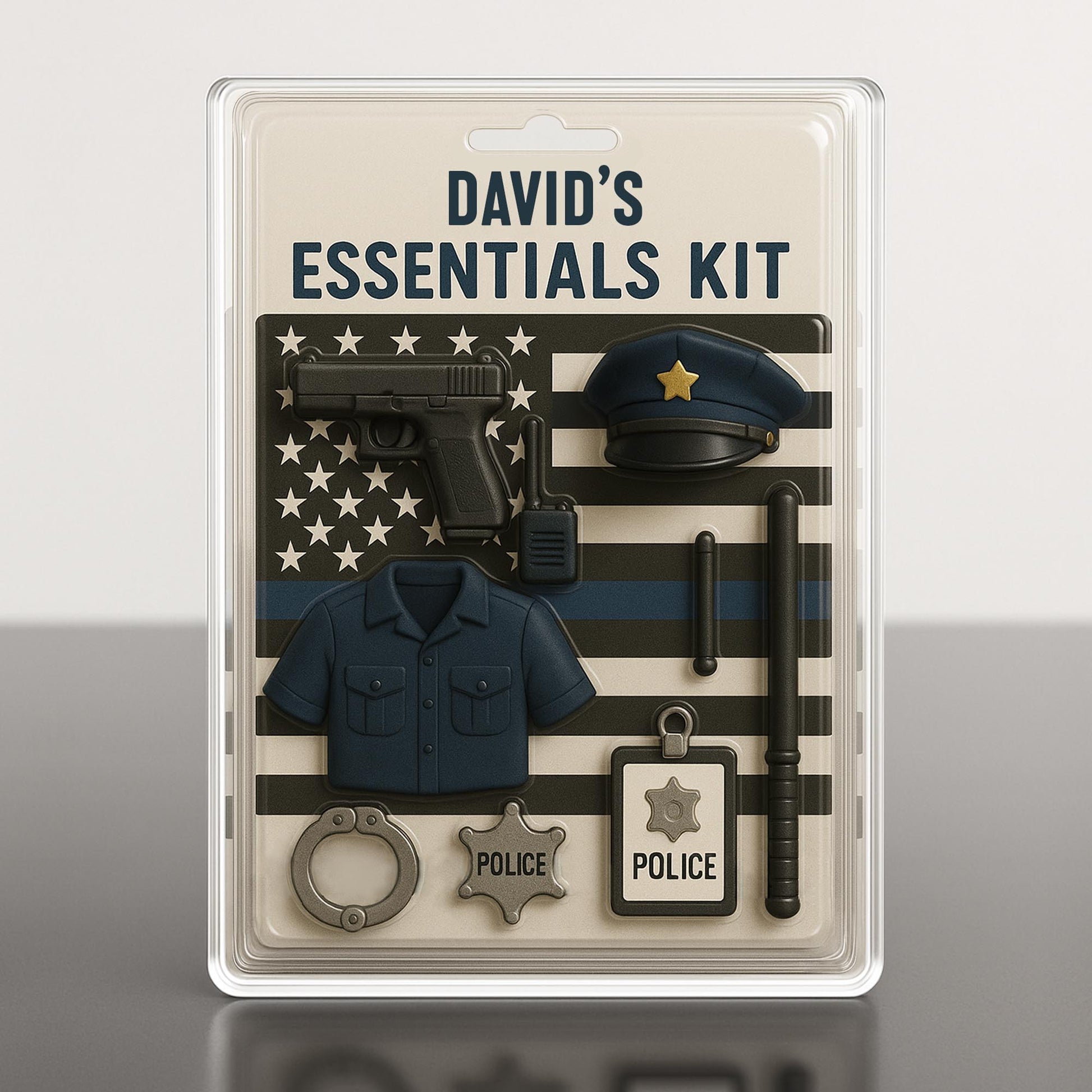 David's Essentials Kit, Police Uniform, Badge, Gun