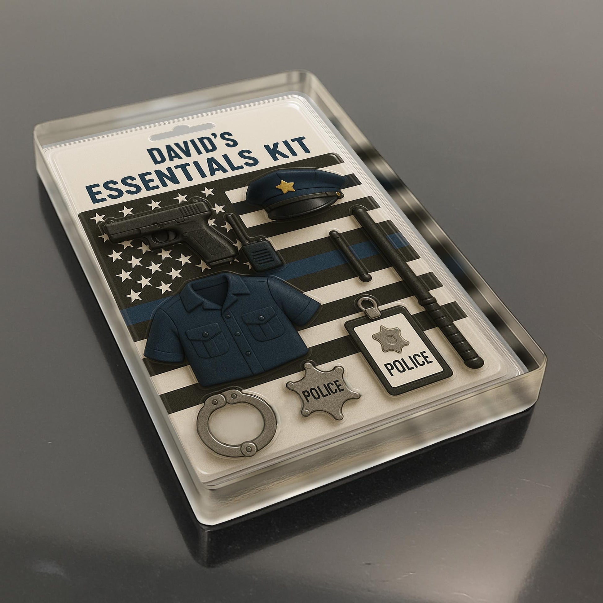 David's Essentials Kit, Police Uniform, Badge, Gun
