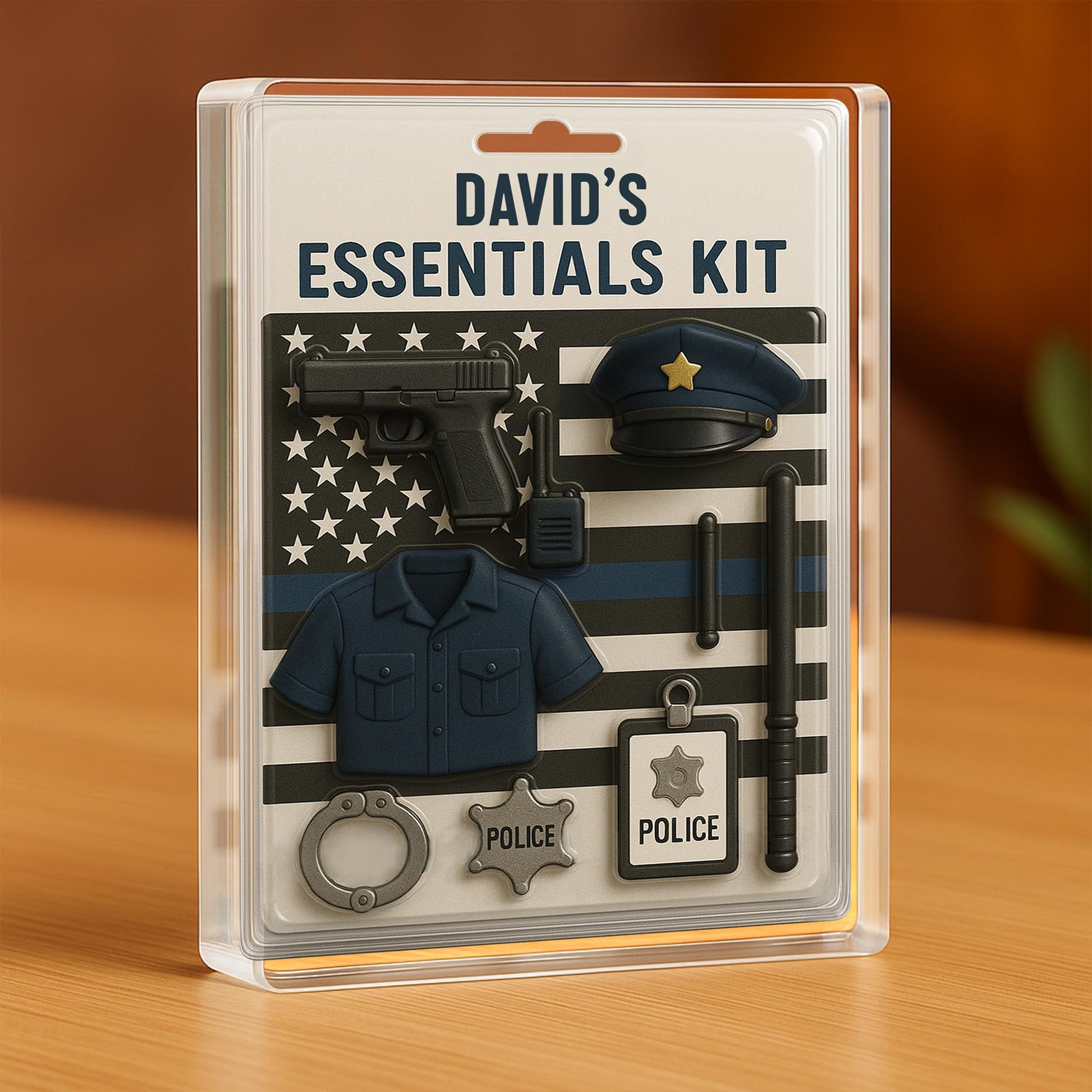 David's Essentials Kit, Police Uniform, Badge, Gun