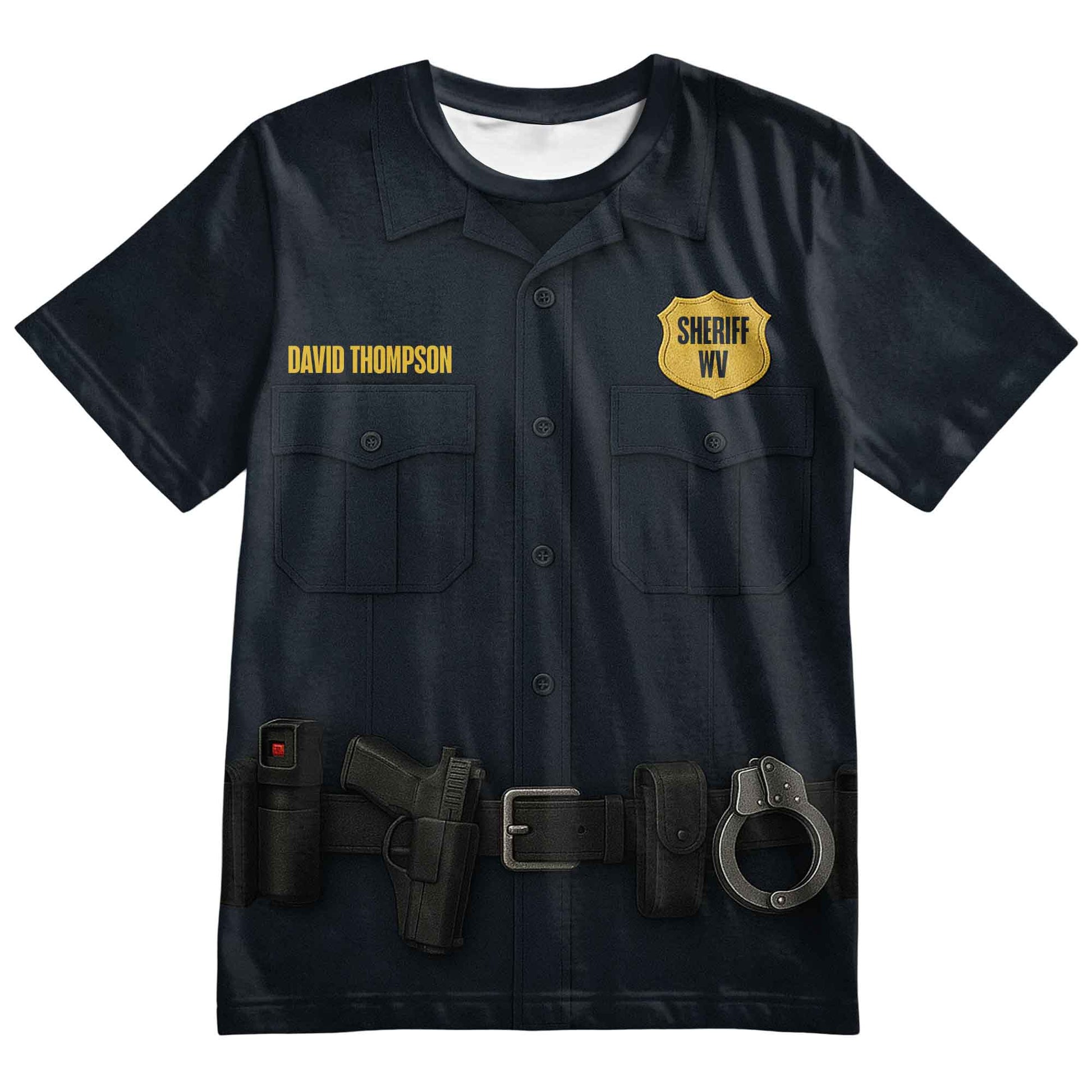 Customize Your Own Sheriff Themed T-Shirt With Name Tag And Tools