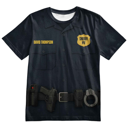 Customize Your Own Sheriff Themed T-Shirt With Name Tag And Tools
