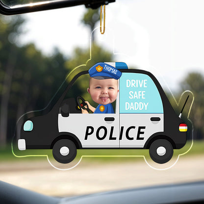 Drive Safe Daddy Police Car And Baby Ornament