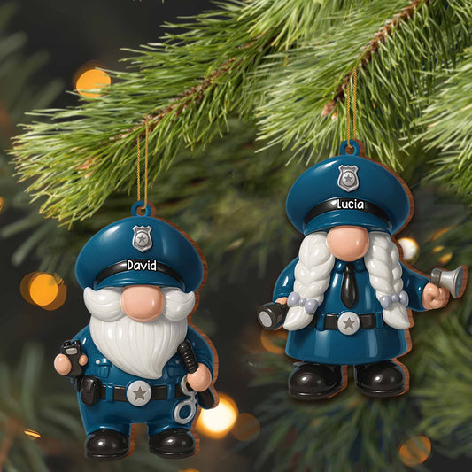 Customize This Adorable Police Officer Gnome Ornament