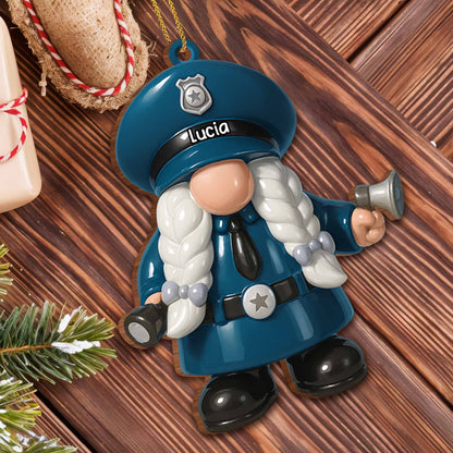 Customize This Adorable Police Officer Gnome Ornament - Personalized Custom Wood Ornament, Custom Shaped - OFC017_WDO