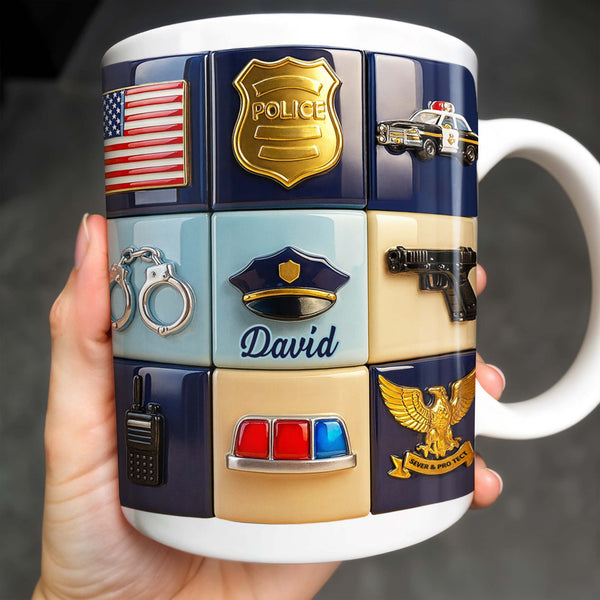 Serve & Protect, American Flag And Police Badge Design