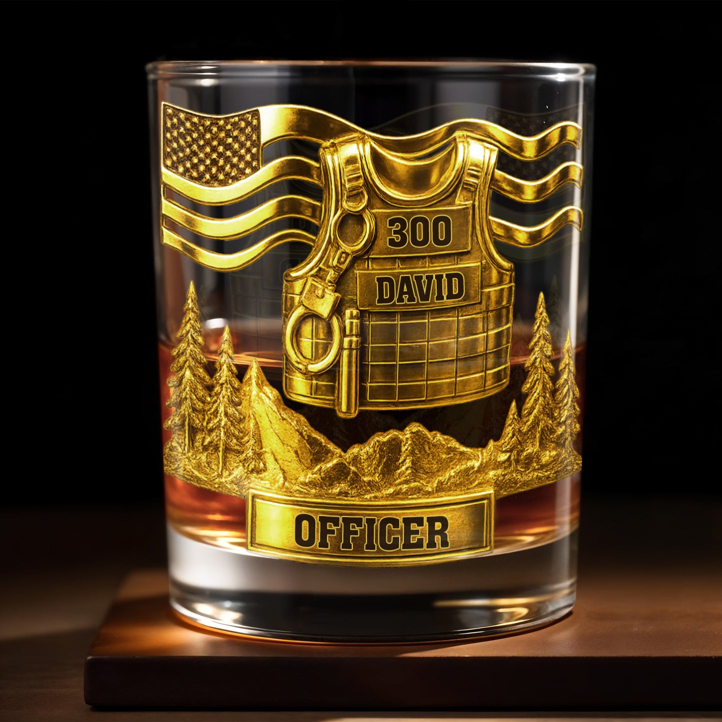 Celebrate Bravery And Dedication Officer Badge And Mountains