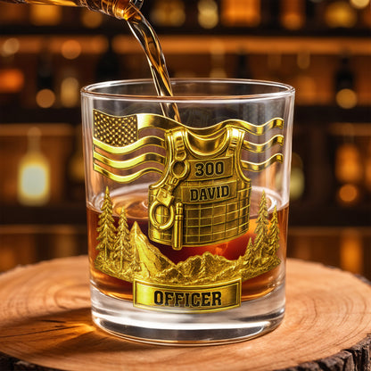 Celebrate Bravery And Dedication Officer Badge And Mountains