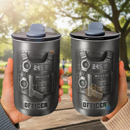 To My Officer, Commemorate Courage With This Bulletproof Vest, Handcuffs Design