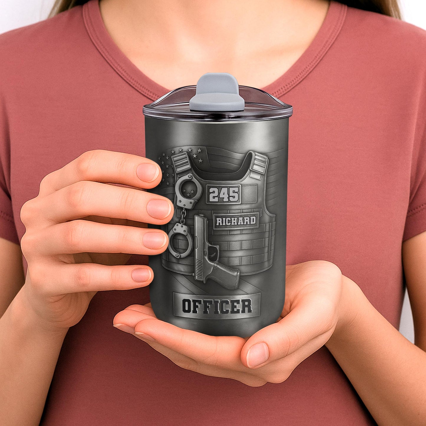 To My Officer, Commemorate Courage With This Bulletproof Vest, Handcuffs Design