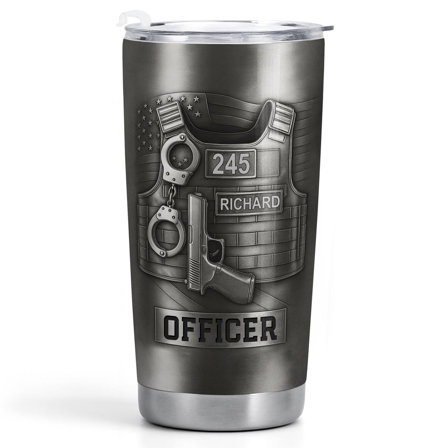 Honor Your Dedication, Police Badge Handcuffs Gun