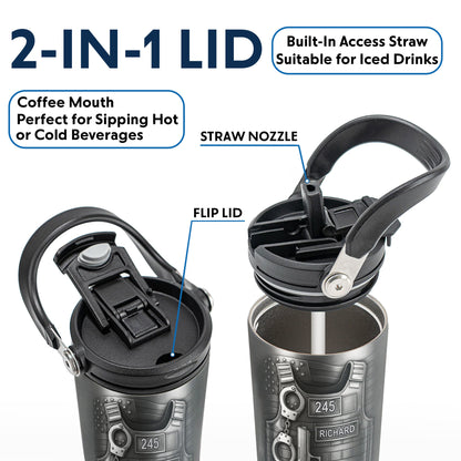 To A Courageous Officer With Badge, Handcuffs, And Gun - Personalized 30oz Tumbler With Handle - OFC025_TBH