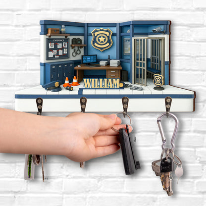 Personalize Your Police Station Decor With Badge And Handcuffs - Personalized Key Holder - OFC026_KHO