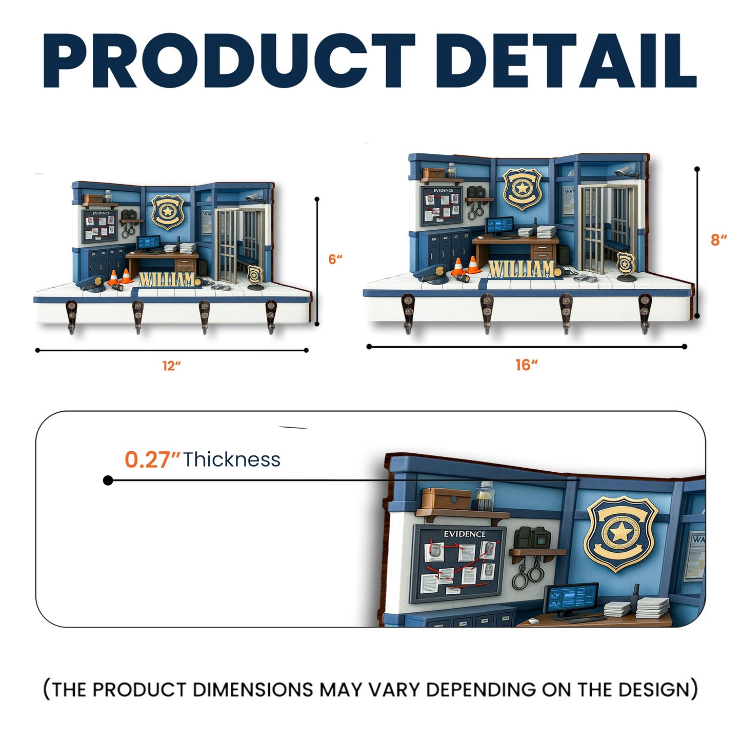 Personalize Your Police Station Decor With Badge And Handcuffs - Personalized Key Holder - OFC026_KHO