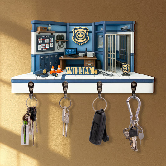 Personalize Your Police Station Decor With Badge And Handcuffs - Personalized Key Holder - OFC026_KHO