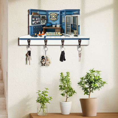Personalize Your Police Station Decor With Badge And Handcuffs - Personalized Key Holder - OFC026_KHO