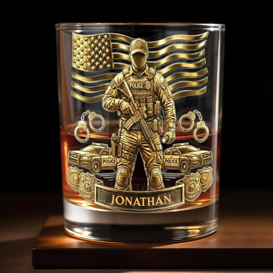 Celebrate Heroic Service With Police Officer Emblem and American Flag