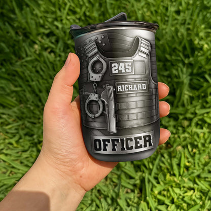 Customizable Police Gear Tumbler With Badge And Handcuffs