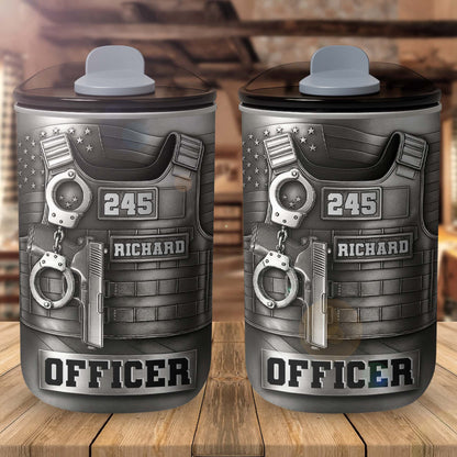 Customizable Police Gear Tumbler With Badge And Handcuffs