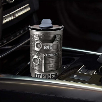 Customizable Police Gear Tumbler With Badge And Handcuffs