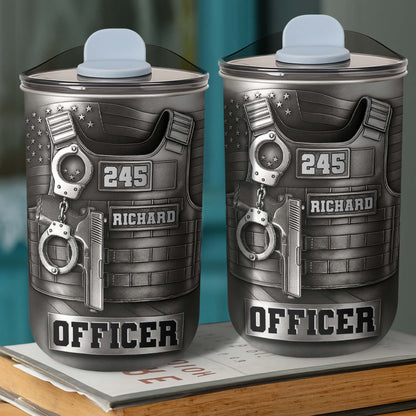 Customizable Police Gear Tumbler With Badge And Handcuffs