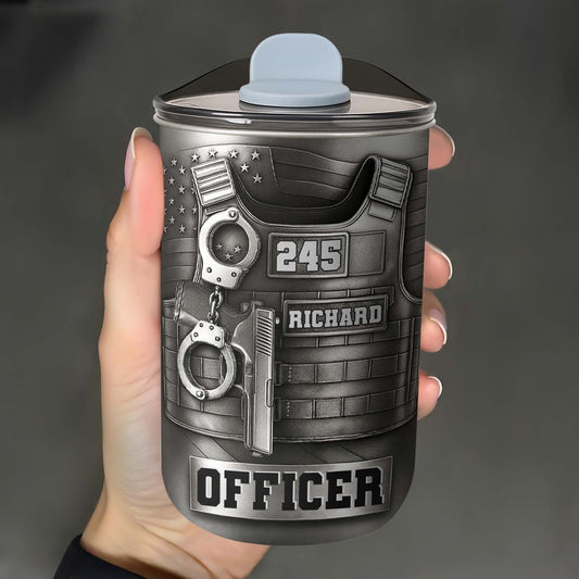 Customizable Police Gear Tumbler With Badge And Handcuffs