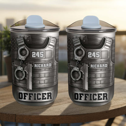 Customizable Police Gear Tumbler With Badge And Handcuffs