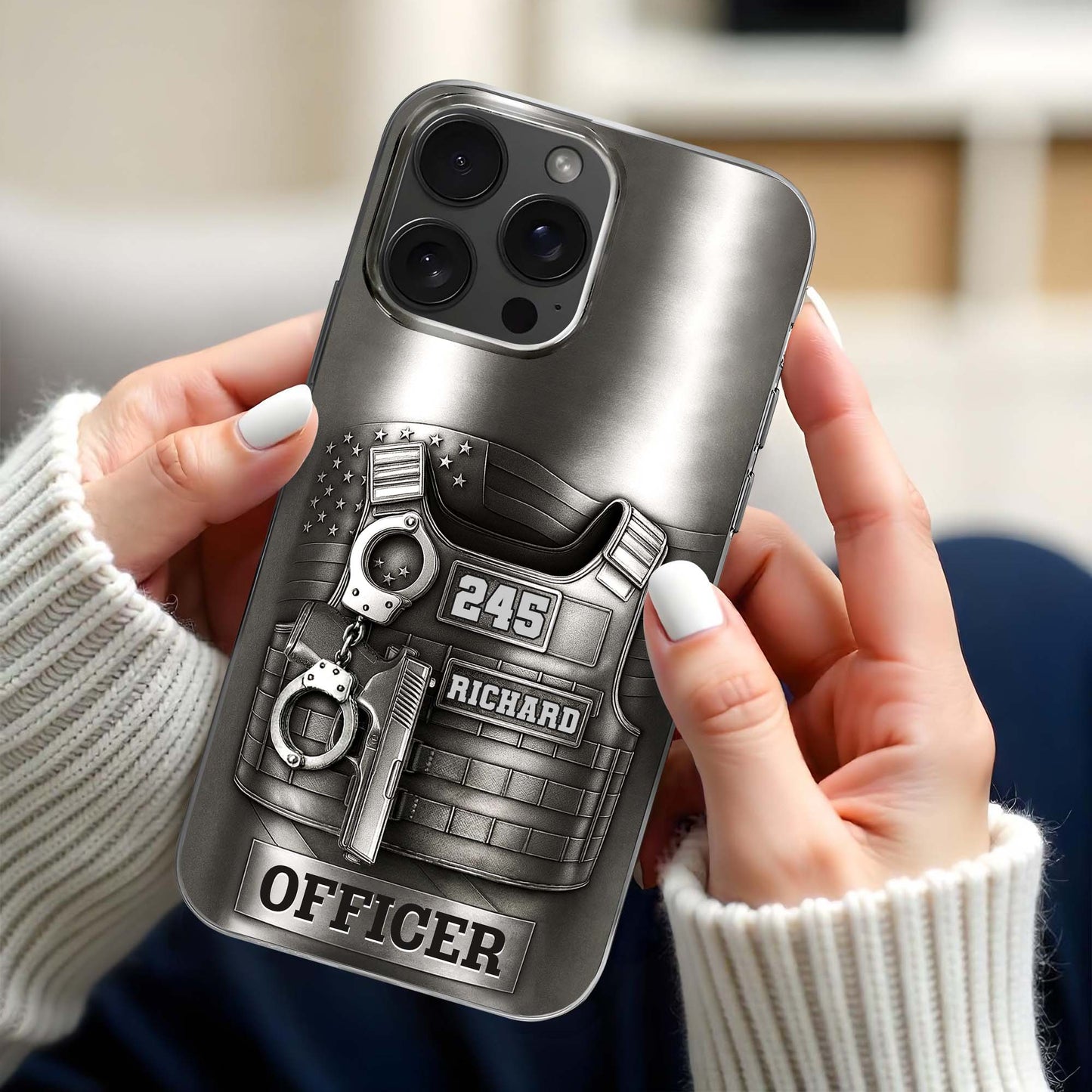 Customizable Police Officer Design With Badge, Tools