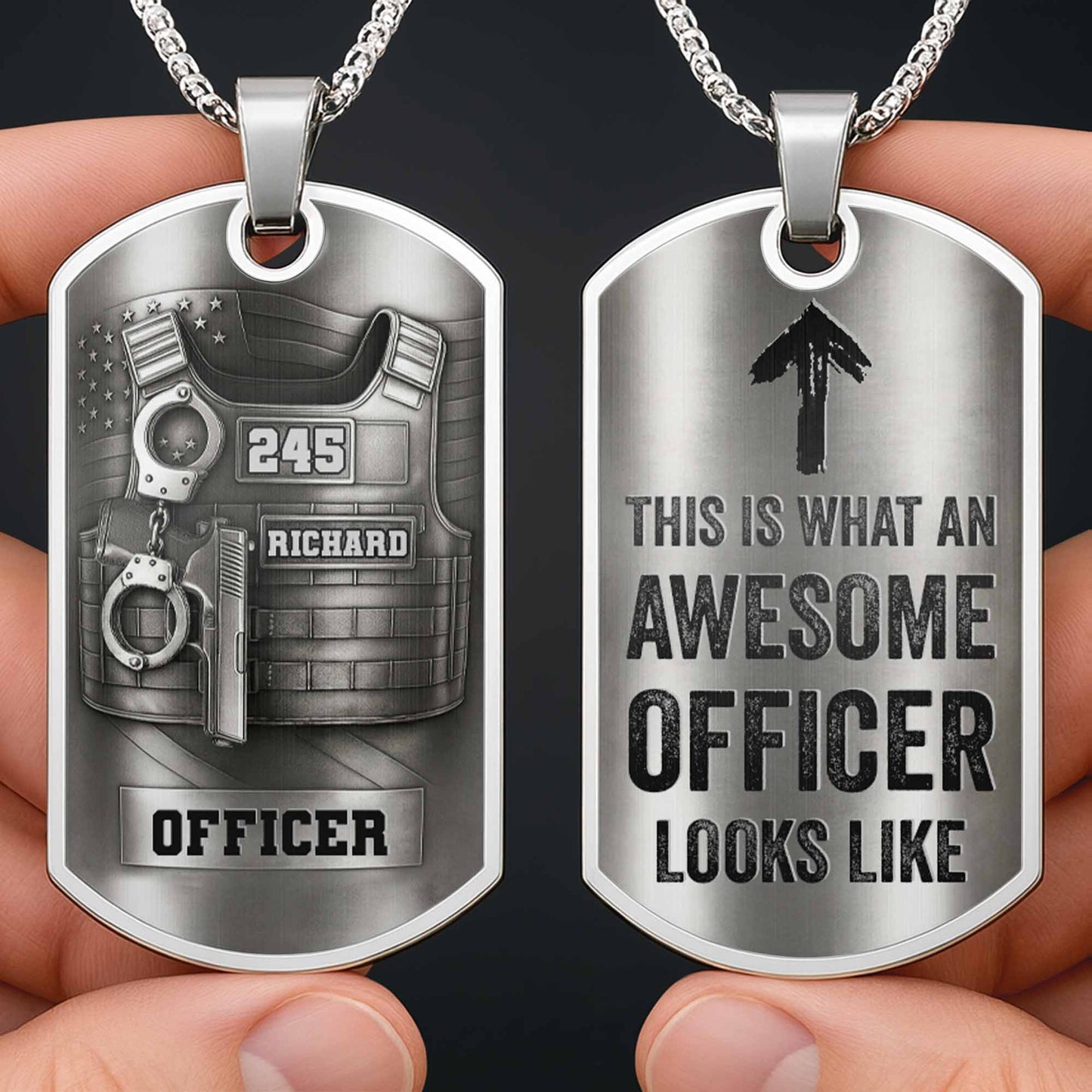 To My Brave Officer, Badge, Gun And Handcuffs