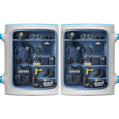 Police Officer Uniform And Gear With Patrol Car