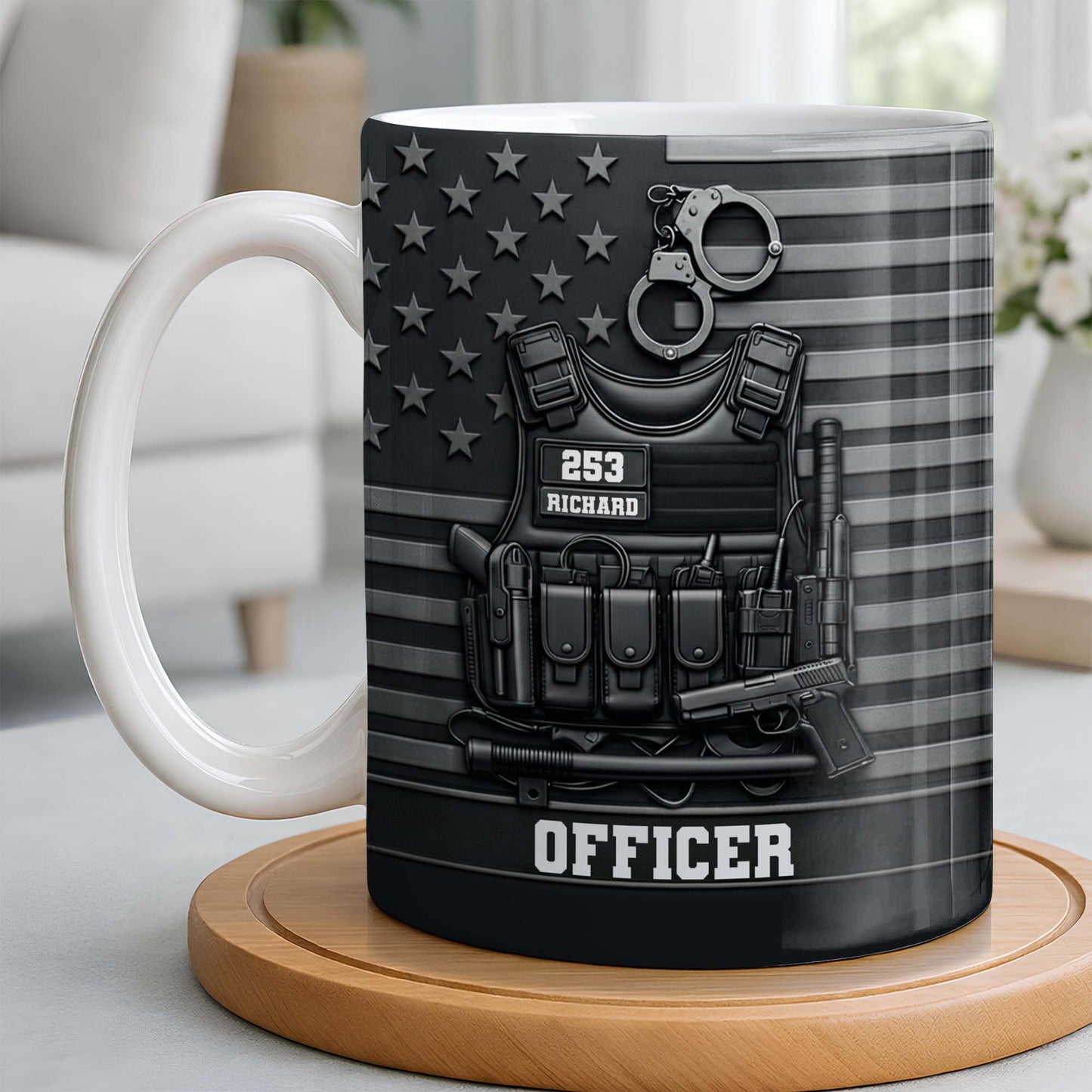 Officer Tactical Vest And American Flag Design