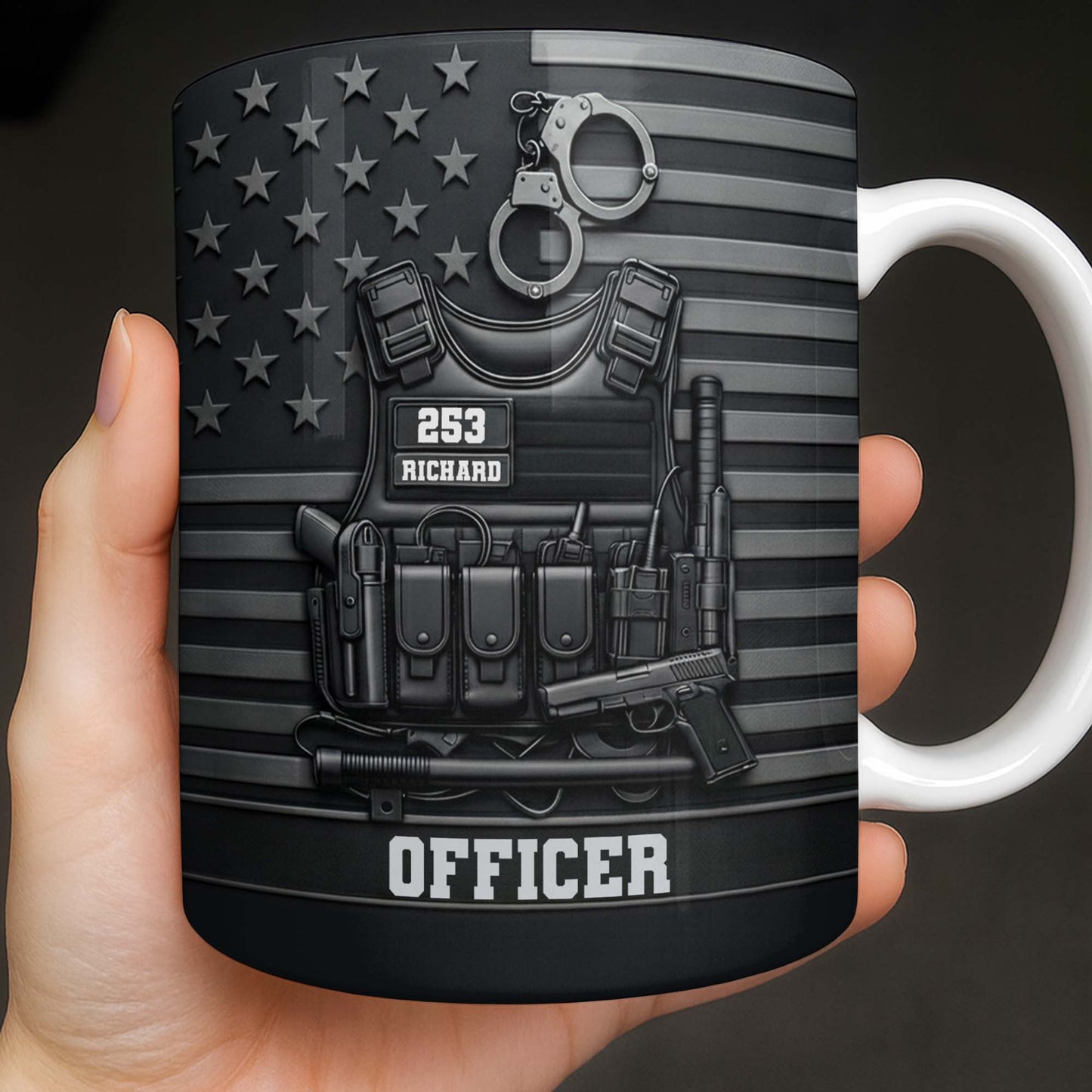 Officer Tactical Vest And American Flag Design