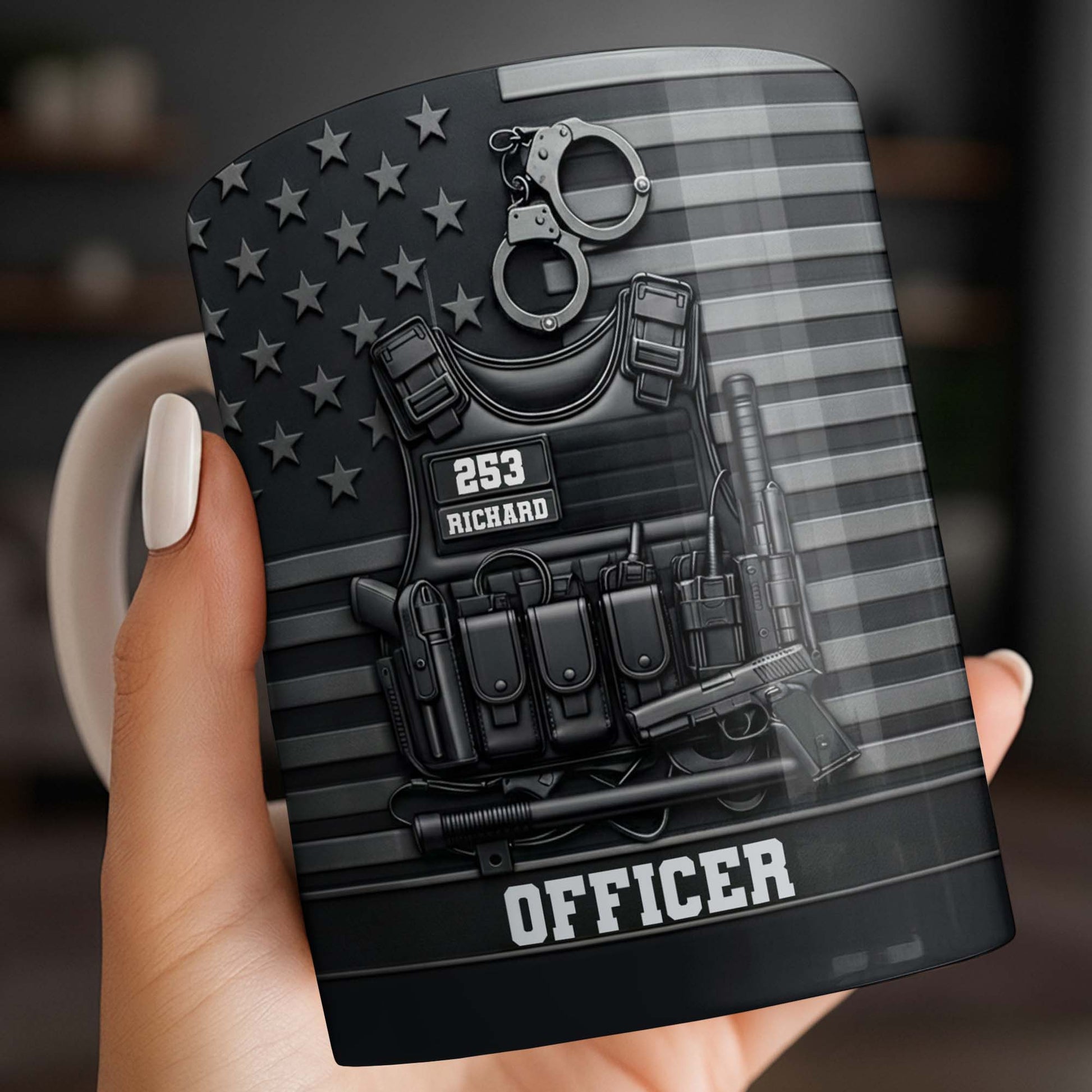 Officer Tactical Vest And American Flag Design