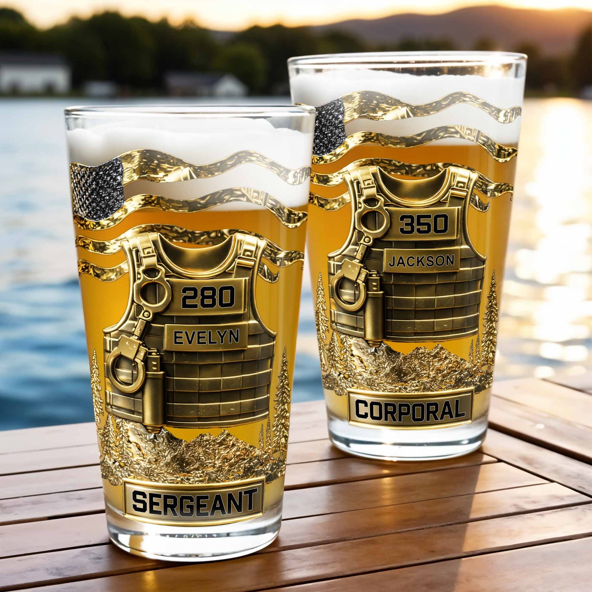 Officer Tactical Vest With American Flag And Handcuffs Design