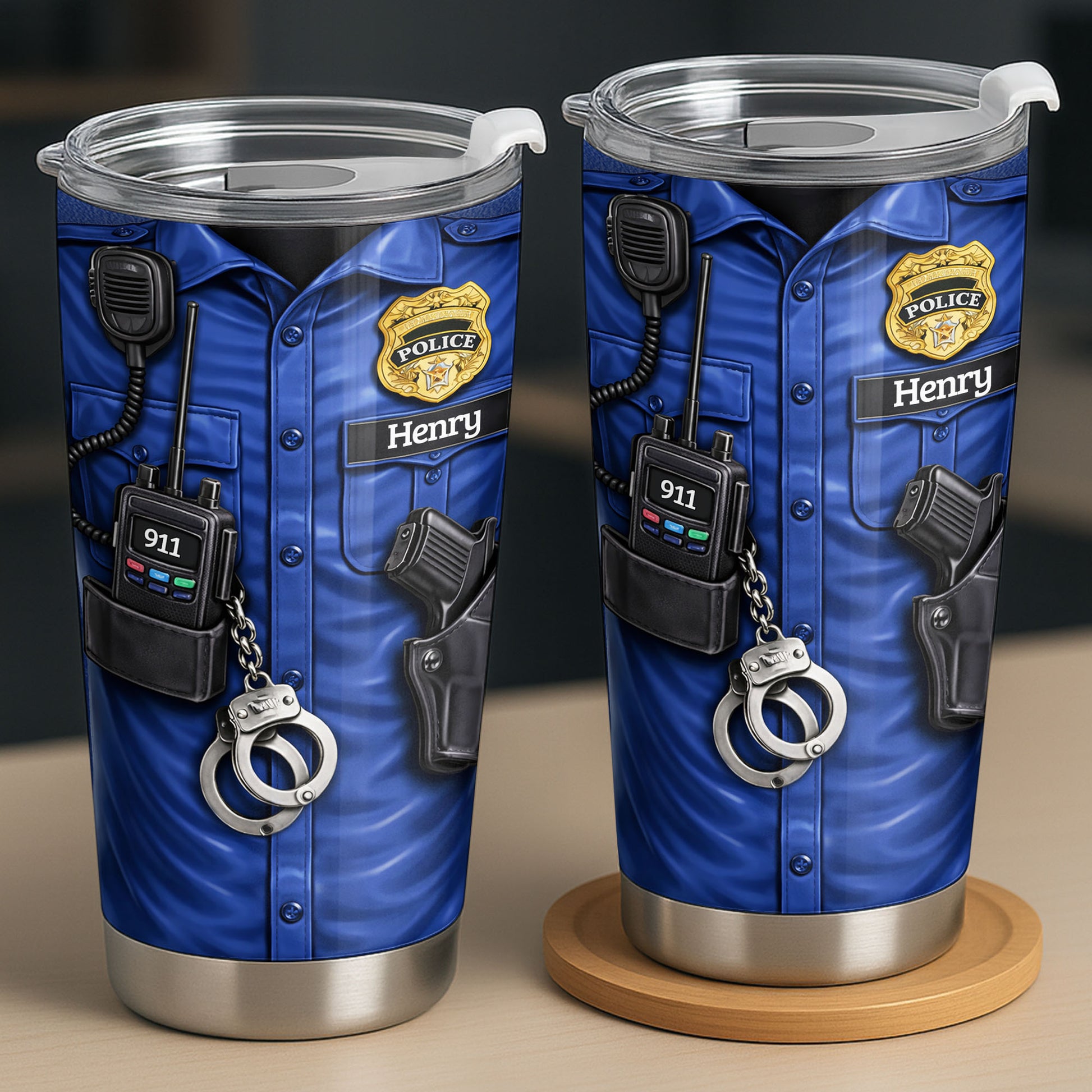 Personalized Stainless Steel Tumbler For Brave Police Officers
