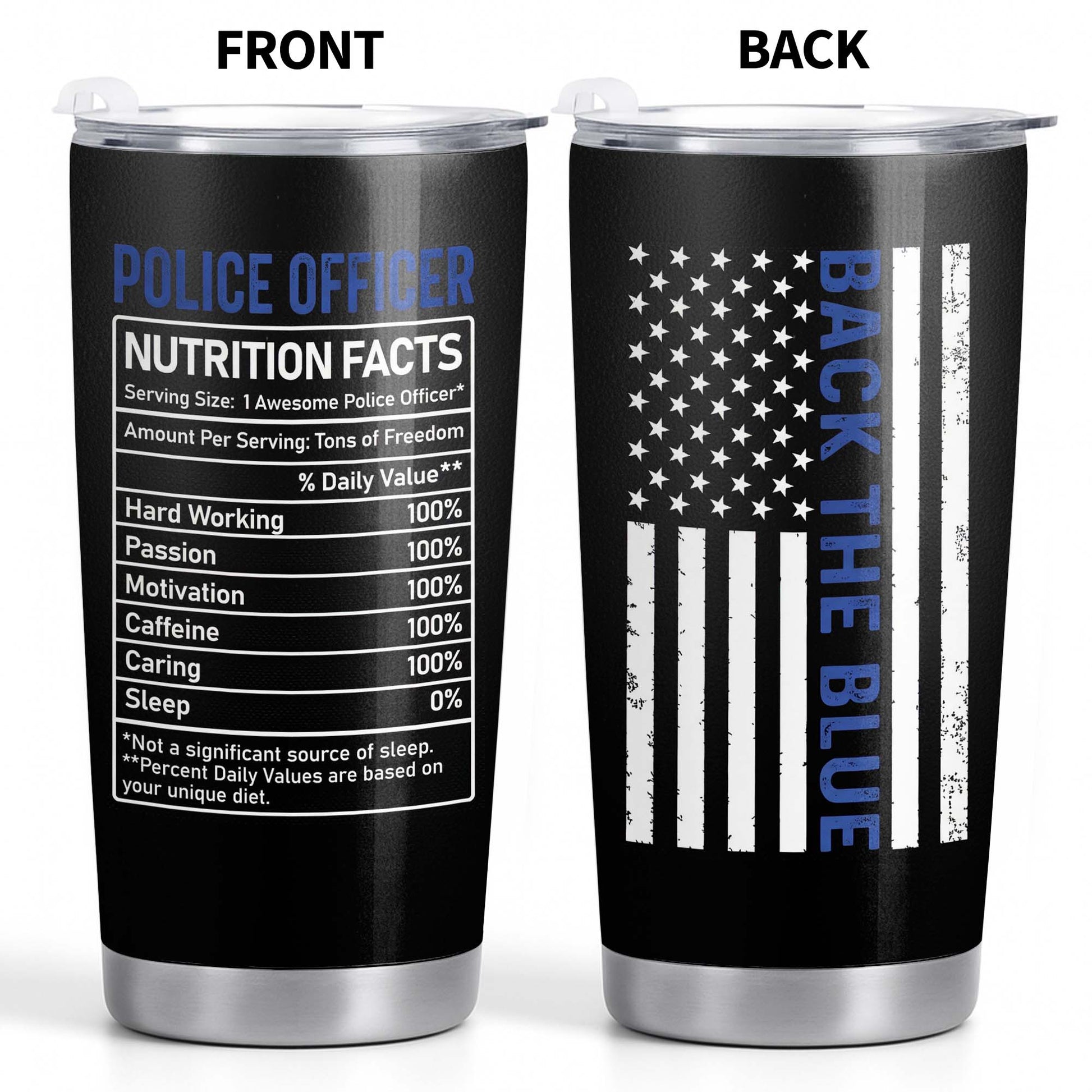 Police Officer Nutrition Facts, American Flag and Thin Blue Line