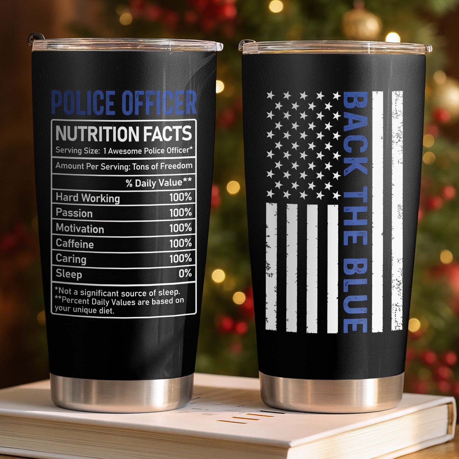 Police Officer Nutrition Facts, American Flag and Thin Blue Line