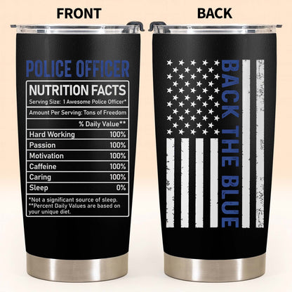 Police Officer Nutrition Facts, American Flag and Thin Blue Line