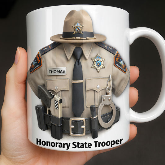 Honorary State Trooper Police Uniform Badge Handcuffs - Personalized Custom Coffee Mug - OFC053_MG