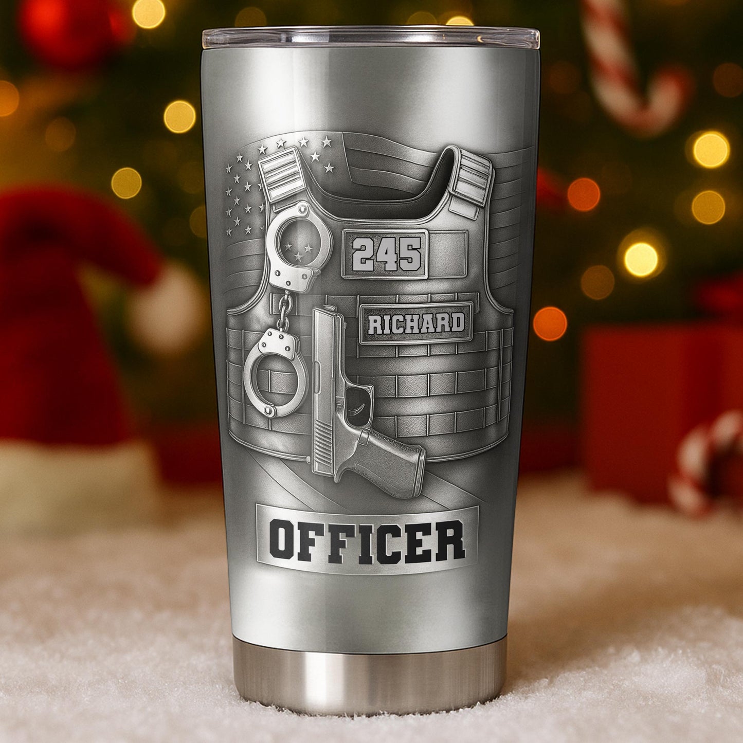 Officer Goodbye Tension Hello Pension Police Vest And Handcuffs - Personalized Custom Stainless Steel Tumbler 20oz 30oz - OFC077_TB