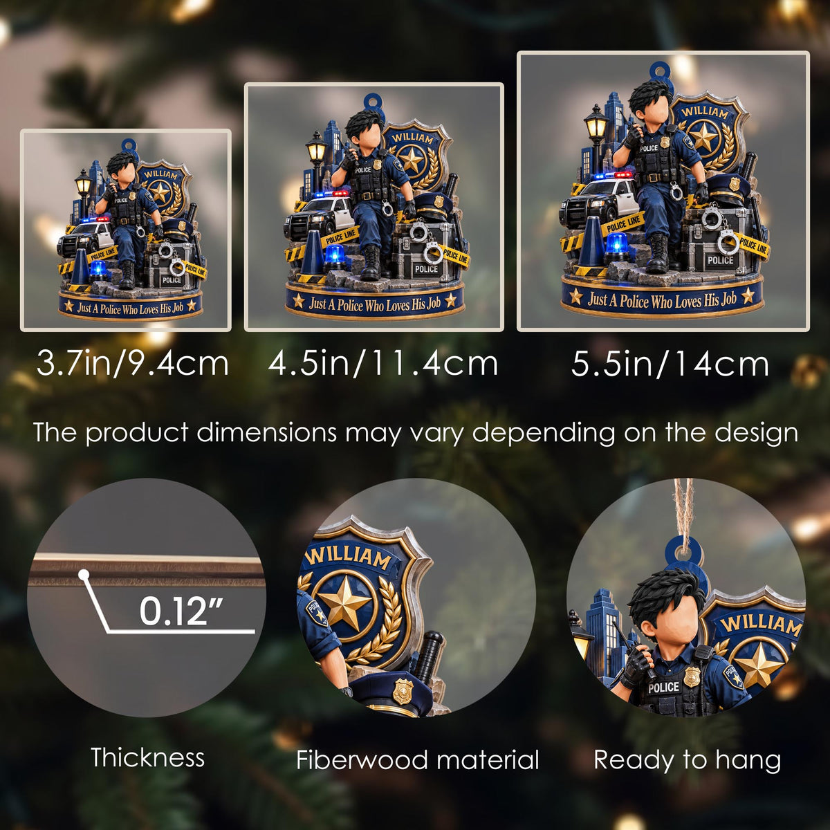 Just A Police Who Loves His Job Officer And Police Car - Personalized Custom Wood Ornament, Custom Shaped - OFC100_WDO