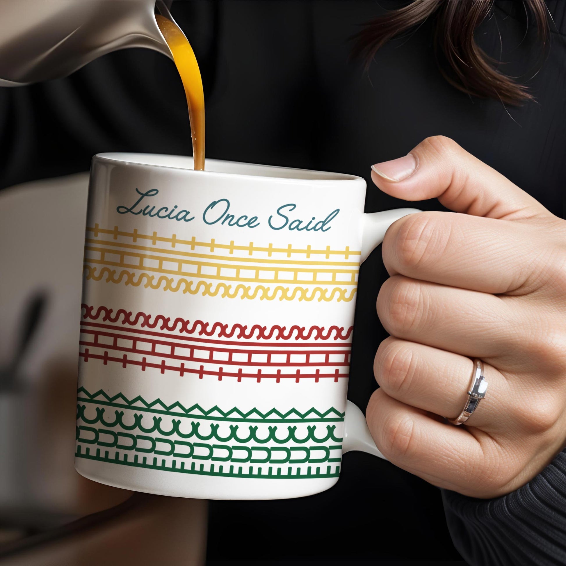 Lucia Once Said, Colorful Horizontal Bands Coffee Mug