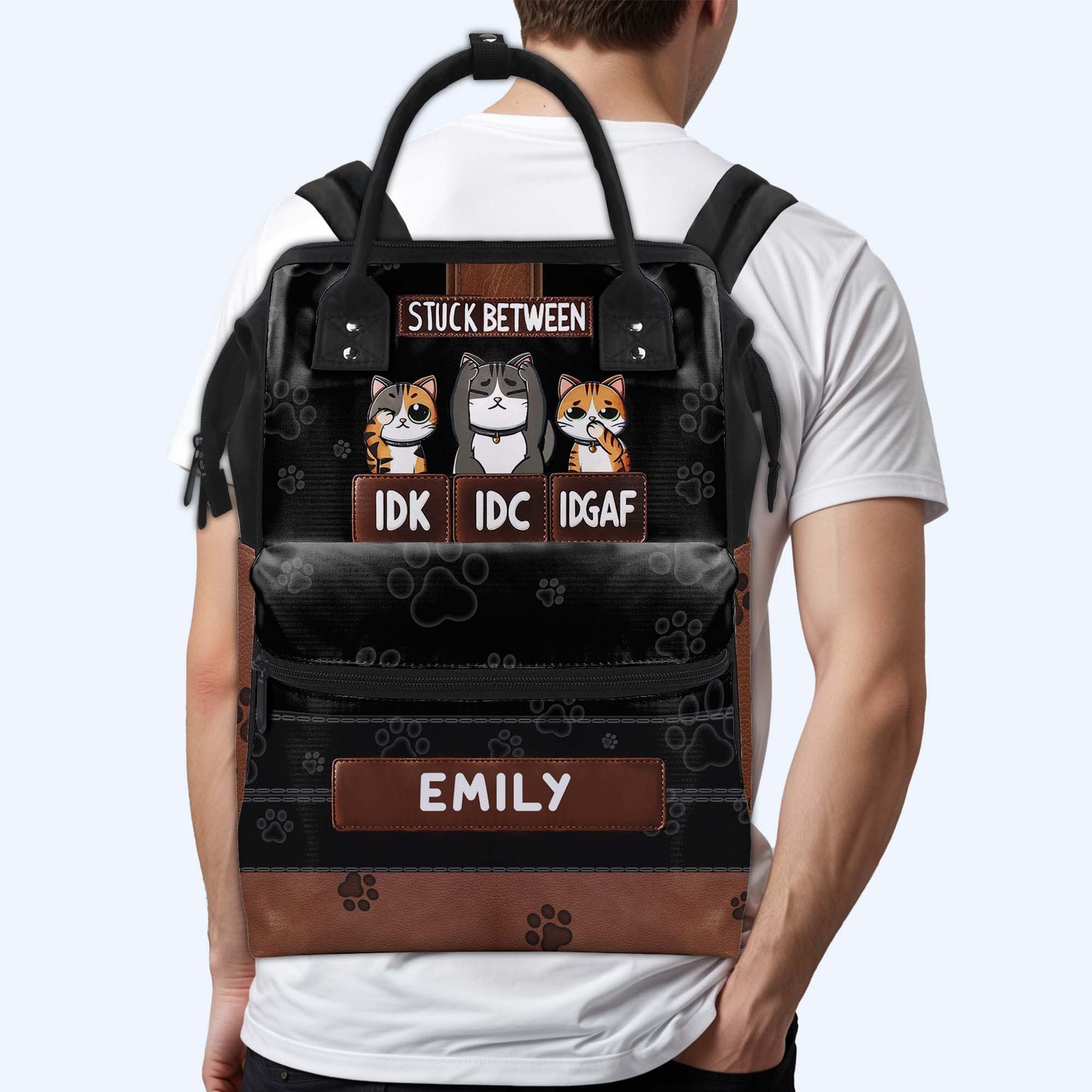 Coincé entre « je ne sais pas », « je ne sais pas » et « je ne sais pas » – Sac à dos de voyage personnalisé en forme de bec de canard – PET001_DKB